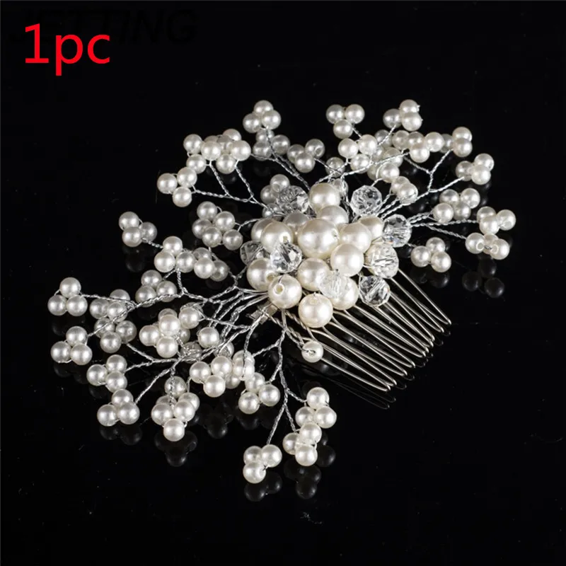 Fashion Flower Bridal Hair Comb Headpiece Crystal Pearl Wedding Comb For Bridesmaid Hair Styling Tool