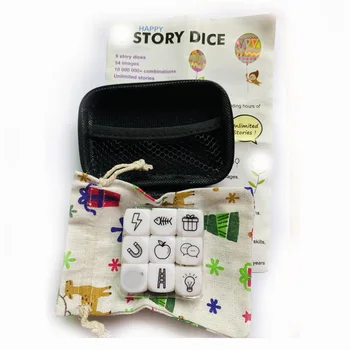

Rectangle Story Dice Storage Bag Mobile Phone Data Cable Charger Zipper Bag Storage Box Telling Story with Story Dice Bag Set