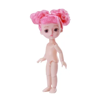 

16cm 13 Movable Jointed Girls Dolls Toys Cute Naked Nude 1/12 Long Wigs Mini Baby Doll Toy For Girls Gift