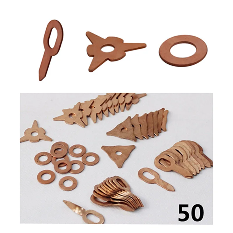 

Flat 50Pcs Accessories Consumables Copper plated steel Assortment Washers For Spotter Welder Practical Durable New
