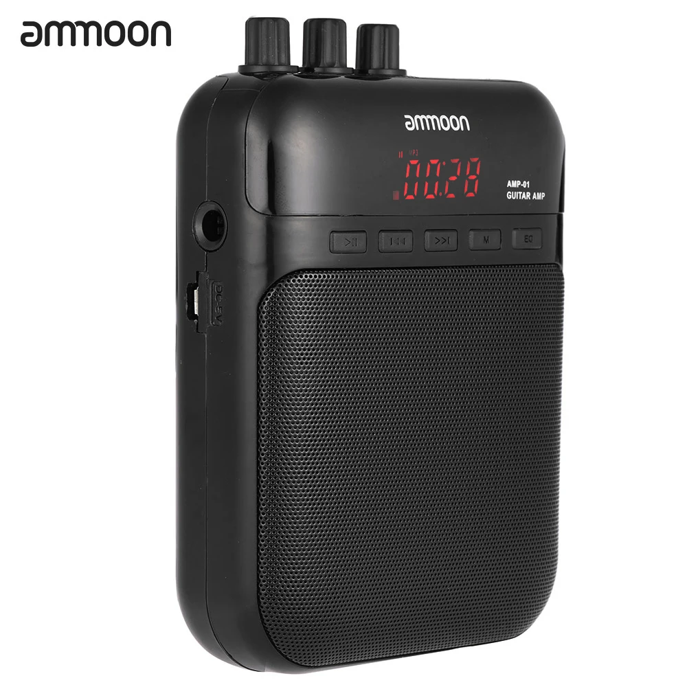 Ammoon AMP-01 5 Вт гитарный усилитель рекордер динамик TF слот для карты компактный портативный многофункциональный - Цвет: Черный