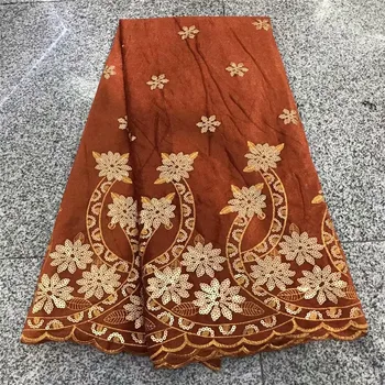 

French Net Lace Fabric With Sequins Velvet Fabric 2020 Orange/gold High Quality Lace African Voile Lace For Wedding