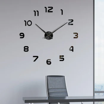 

48" Large Acrylic Wall Clock Sticker Silent Digital Big 3D DIY Self adhesive Wall Clock Modern Design for Living Room Home Decor