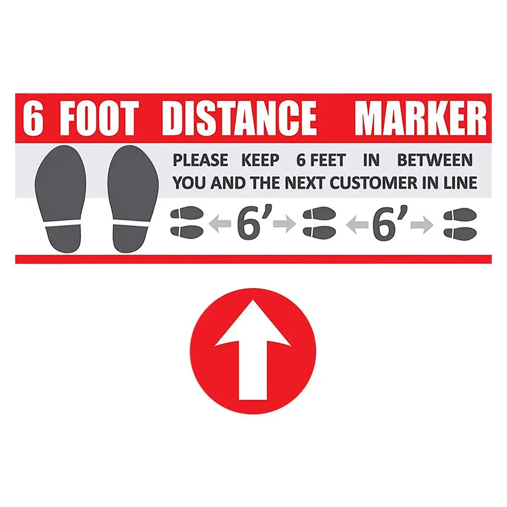 Social Distance Floor Sign Stand Here Keep 6ft in Between Distance ...