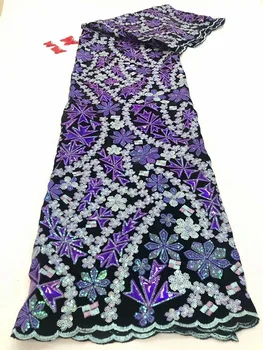 

Popular velvet Fabric for women dress ADPV21 big arrow shape sequins and kinds of other sequins African velvet lace Fabric