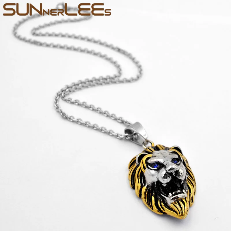 Кулон SUNNERLEES из нержавеющей стали 316L кулон в стиле панк с головой льва цепочка