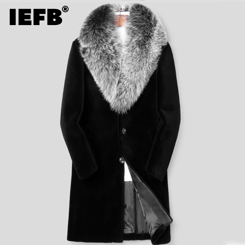 Мужская куртка из искусственной овчины IEFB Корейская теплая с воротником