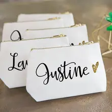 На заказ свадебные вечерние сумки для макияжа, свадебный подарок для подружек невесты, тряпичная Сумочка имя и блестящее сердце свадебный подарок для невесты косметичка