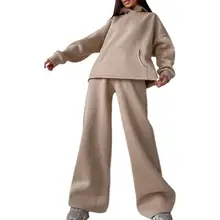 

Popular Pullover Pants Long Sleeve Tracksuit Warm Hoodie Elastic Waist Pants Two Piece Sets Hoodie Pants 1 Set