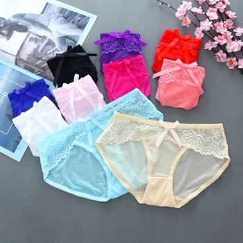 

New Design Sexy Ladies Cotton Mesh Transparent Panties Thongs String Fashion Low-Rise Women Underwear Seamless Briefs Summer