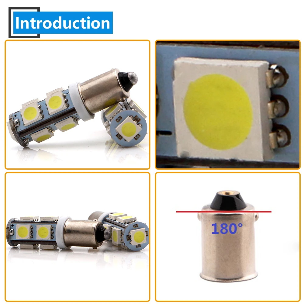 10 шт 24V белый BA9S 5050 9 SMD Светодиодная лампа для Авто Обратный конец света Лампы для чтения на замену, для стилизации автомобиля светодиодов