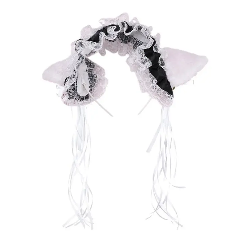 Cosplay&ware Women Ruffles Lace Headband Plush Cat Ears Ribbon Bell Lolita Cosplay Hair Hoop -Zentai shop online H897deaa7d1a14693a48de7f96858bc36q.jpg