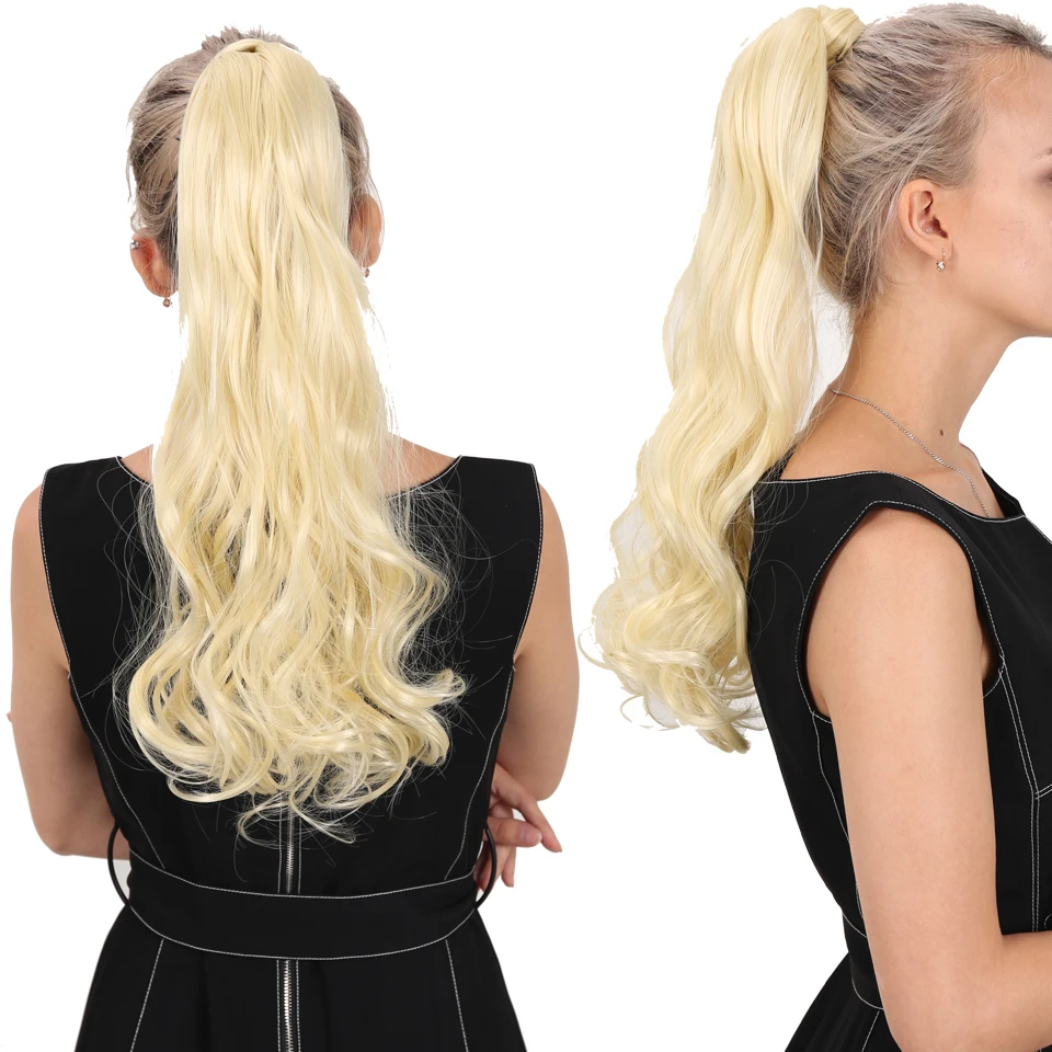

MANWEI Long Straight Drawstring Ponytail Clip In Synthetic Hair Extension Extensions Wrap on Hair Temperature Fiber