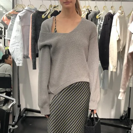 Новые свободные нерегулярные женские свитера 2019 зимняя одежда Женский вязаный