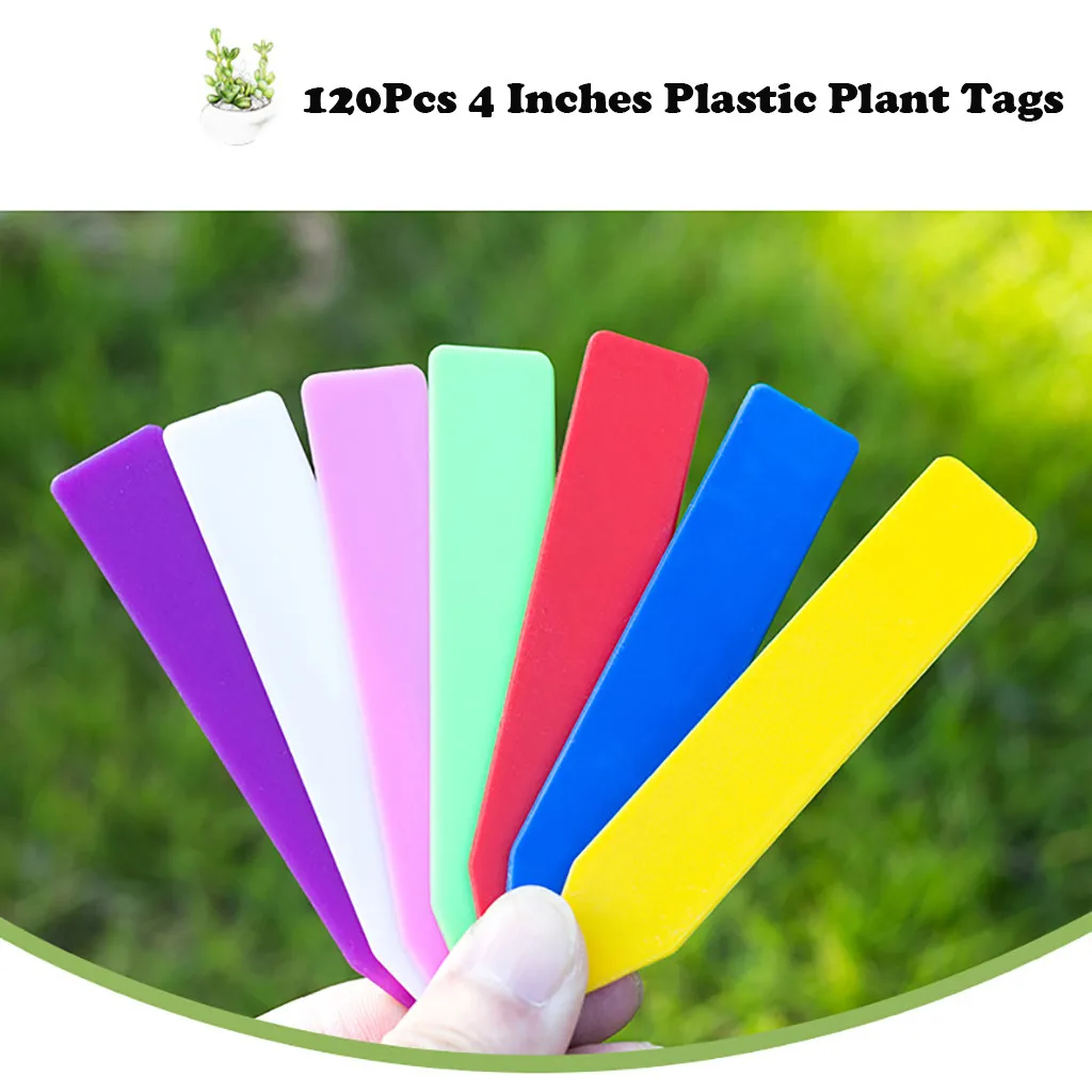 120Pcs 4 Inches Plastic Plant Tags Waterproof Nursery Garden Plant