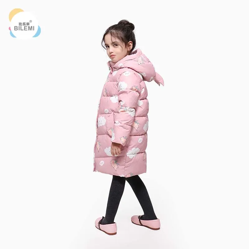 

Bilemi fashion stylish winter down packable long puffer puffa hooded new toddler spring jacket girl