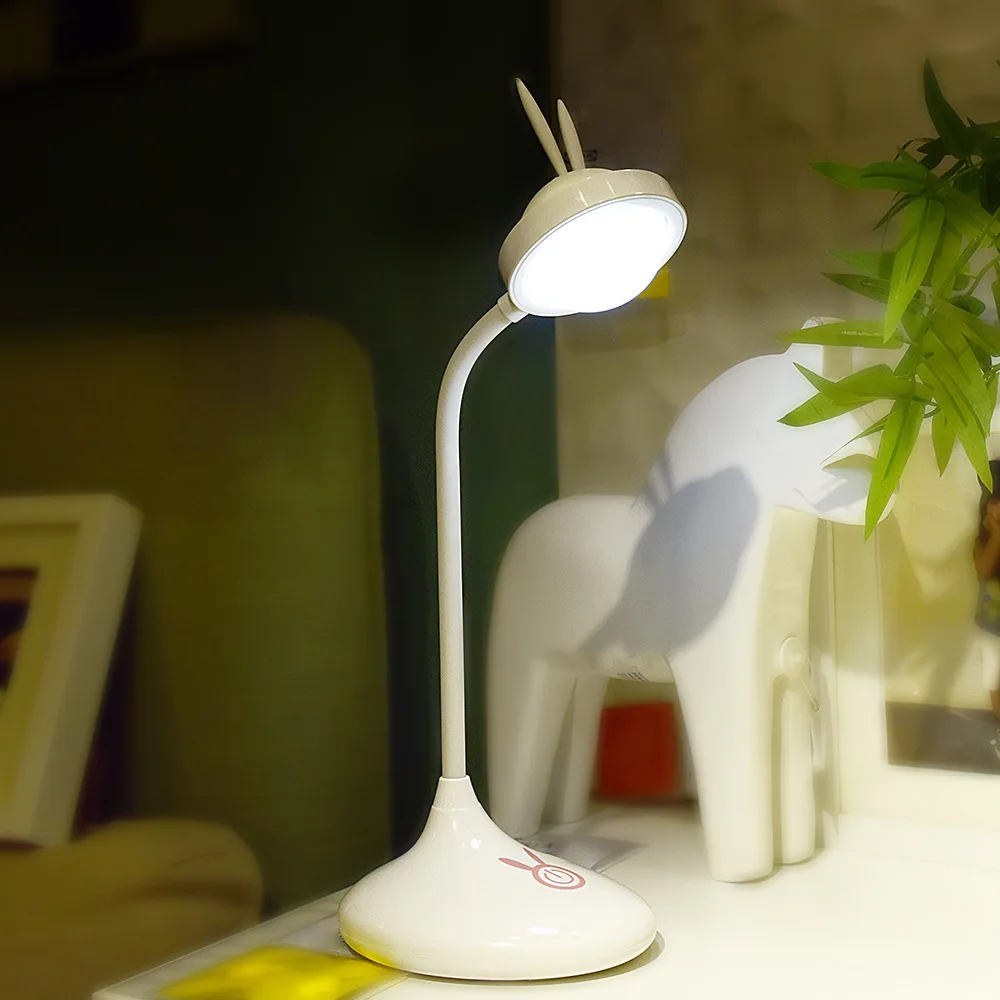 

Creative LED Rabbit Small Table Lamp USB Charging Adorable Rabbit Small Night Lamp Stepless Dimming Learning Eye Protection Beds
