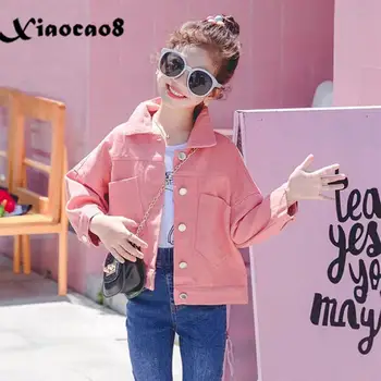 

2020 Autumn Girls Jackets Korea Style Teeange Big Girls Denim Clothes Children Thin Coats Outerwear Toddler Girl Jackets 8 10 12