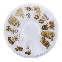 12*10 шт золотые наклейки для ногтей металлические наклейки в виде кусочков дизайн украшения колеса для нейл-арта