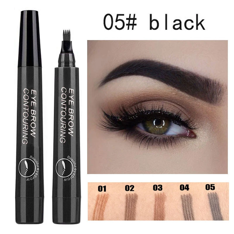 4 Points Eyebrow Pen 5 Colors Liquid Brow Pencil Dark Brown Microblading Waterproof Tattoo Cosmetic | Красота и здоровье