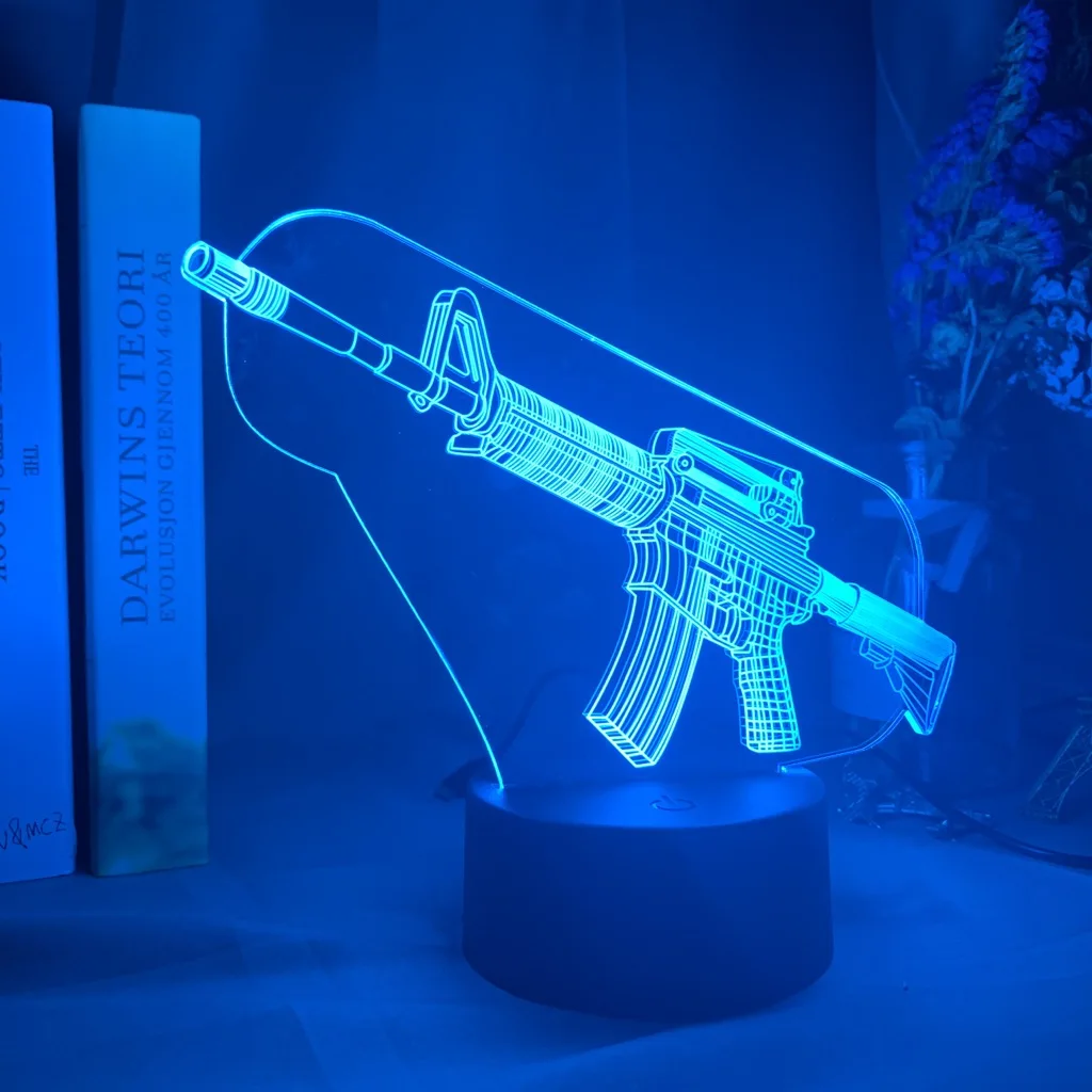 Игровое оружие M4, Ночной светильник, светодиодный сенсорный датчик, меняющий цвет, ночной Светильник для кабинета, кровати, комнаты, деко, для детей, мальчиков, для детей, подарок на день рождения, лампа