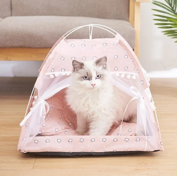 

Cat Bed Foldable Winter Warm Small Cats Tent House Kitten for Dog Basket Beds Cute Cat Houses Home Cushion Pet Kennel Products