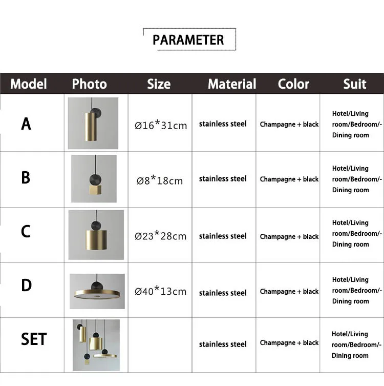 

Modern Nordic Stainless Steel Metal LED 4 Light Pendant Light Kit for Dining Bedrooom Light Fixtures Home Decor Lamp Luminaire