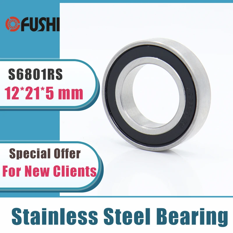 10PCS S6801RS Bearing 12*21*5 mm ABEC-3 440C Stainless Steel S 6801RS Ball Bearings 6801 | Обустройство дома