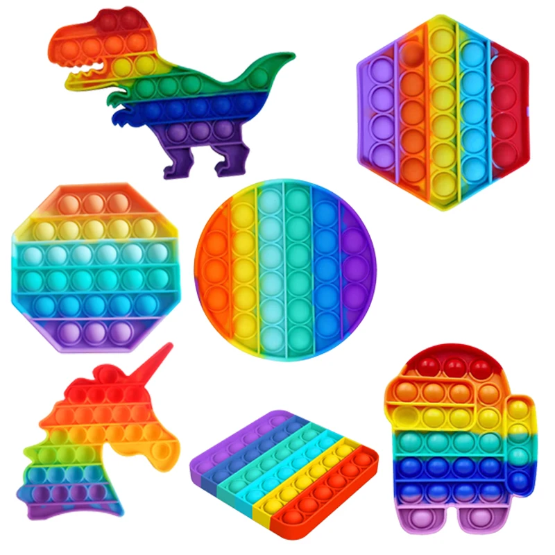 Pop Fidget punk juguetes Arco Iris empujar burbuja juguetes anti estrés adultos niños sensorial juguete para aliviar Fidget para autismo juguete