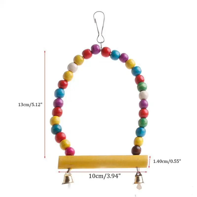 Legendog 1pc Bird Hanging Perch Wooden Creative Parrot Swing Parrot Perch Hanging Toy Pet Supplies Random Color