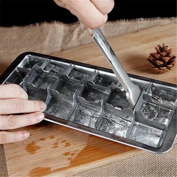 

TTLIFE Lever-Style Ice Tray, 2 In 1 Stainless Steel Ice Making Mold and Ice Cracker Ice Cube Tray