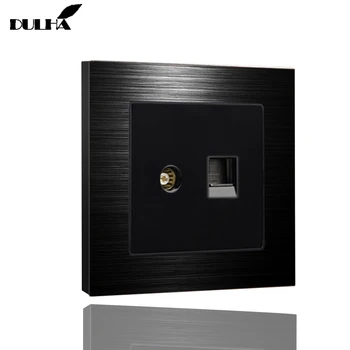 

Computer Ethernet & Television Wall Socket Satin Metal Panel Electric RJ45 Data Internet Network + TV Aerial Jack Coaxial Outlet