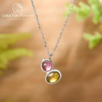 

Lotus Fun Natural Tourmaline Lovely Gourd Shape Gemstone Necklace Real 925 Sterling Silver Fine Jewelry Necklaces for Women Gift