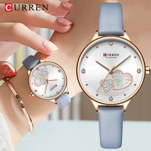 

CURREN Elegant Luxury Rhinestone Dial Leather Women's Watch Fashion Thin Charming Ladies Quartz Wristwatches Female Clock часы