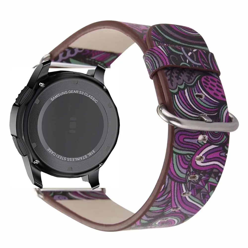 Ремешок с цветами для galaxy watch 46 мм кожаный браслет s3 amazfit 3/2s/1/pace GTR zenwatch Ticwatch 1 pro huawei