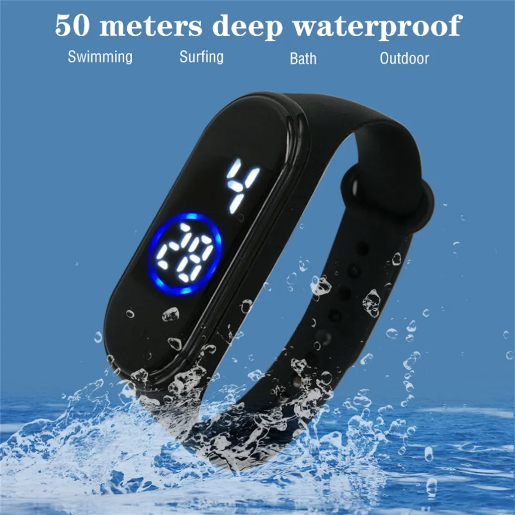 Модные новые мужские и женские электронные часы 50 м водонепроницаемые цифровые светодиодный спортивные часы нейтральный силиконовый браслет часы 50