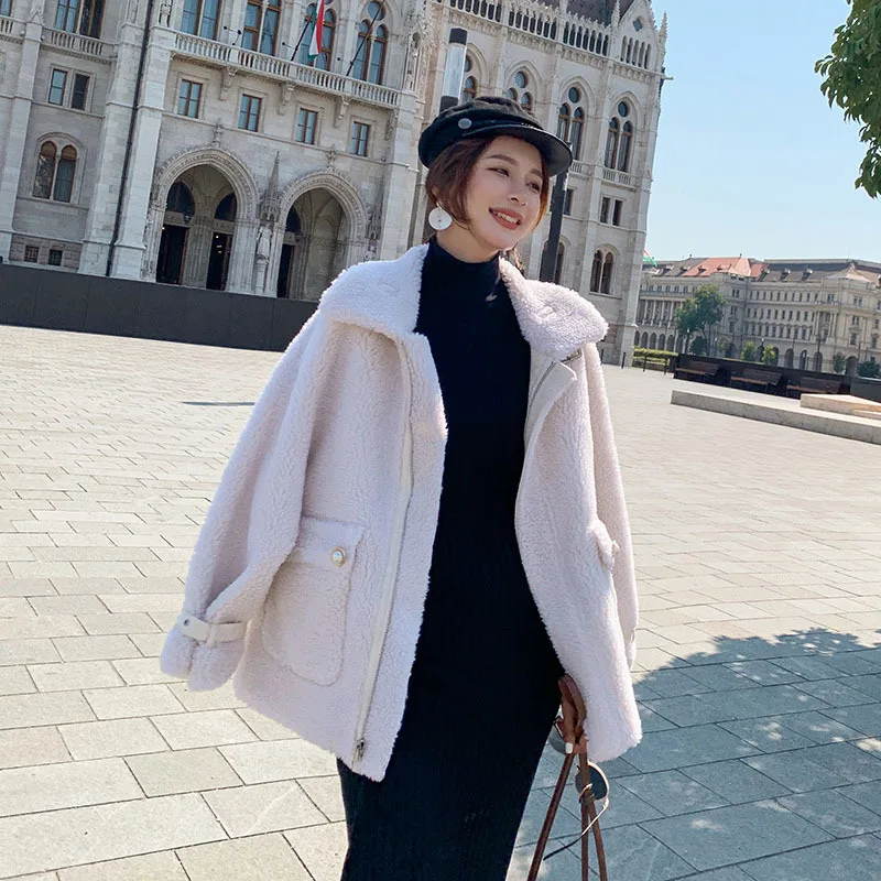 

Photo Shoot Short Lambs Wool Coat Women's 2020 Autumn And Winter New Style WOMEN'S Cardigan Fur ke li rong Tops Fashion