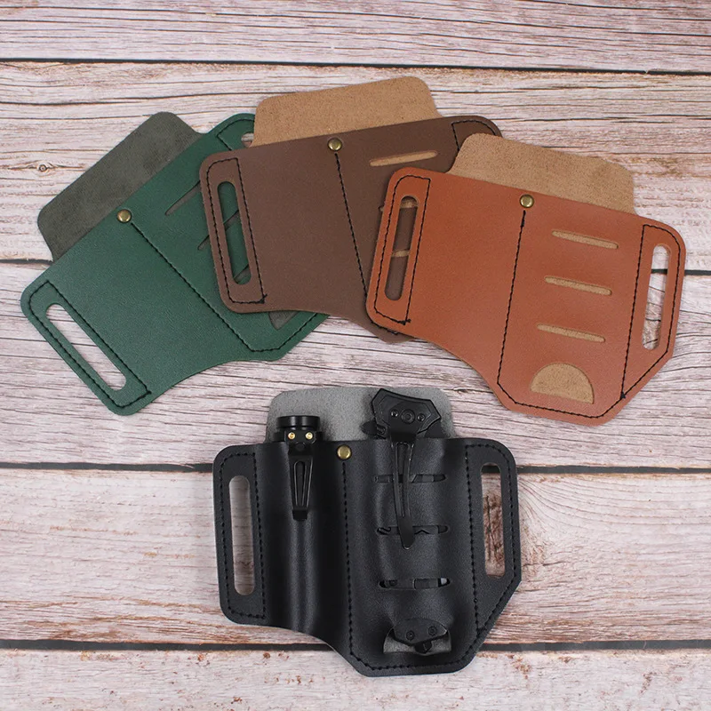

15.2x13.5CM Leather Sheath Multitool Sheath EDC Pocket Organizer Holder Flashlight Outdoor Camping Tool for Sale