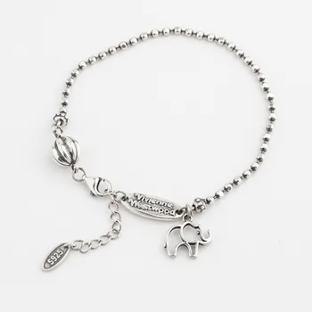 

100% 925 sterling silver bracelet women's retro punk animal pendant round bead silver bracelet fashion girl luxury jewelry