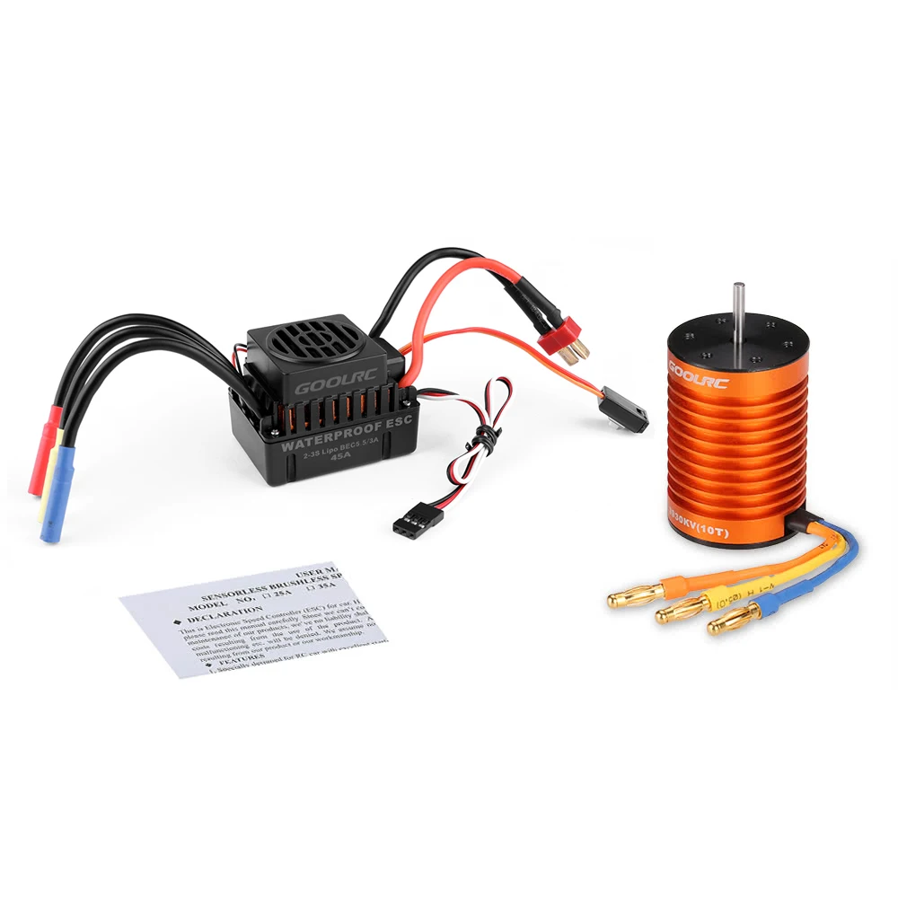 

GoolRC RC Cars Model Part Upgrade Waterproof F540 3930KV Brushless Motor with 45A ESC Combo Set for 1/10 RC Car Truck Vehicle