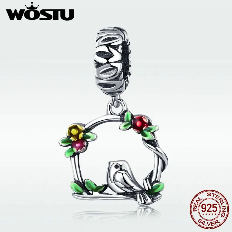 WOSTU летний бренд новинка Стерлинговое Серебро 925 пробы птица и клетка болтается
