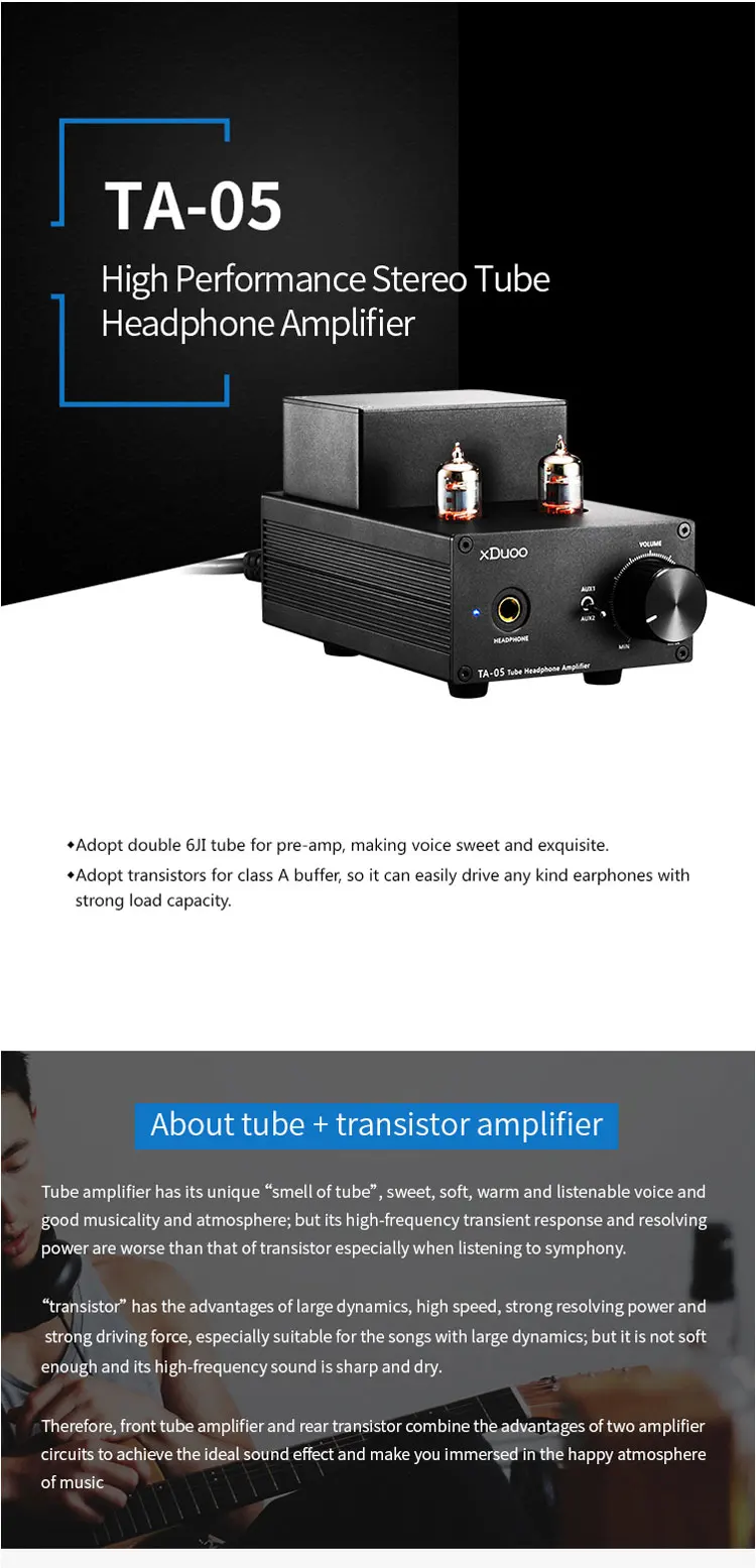 XDuoo TA-05 ЕС/США/Великобритания/Австралия вакуумная трубка HIFI усилитель 780 МВт стерео Предварительный усилитель Nichicon емкость 2x6JI трубка 2xST 772/882 транзисторы