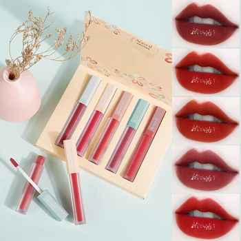 

Maquillaje Lip Tint Set Moisturizing Lip Gloss Set Non-stick Cup Liquid Lipstick Set Matte Lip Beauty Makeup Set MKXJ