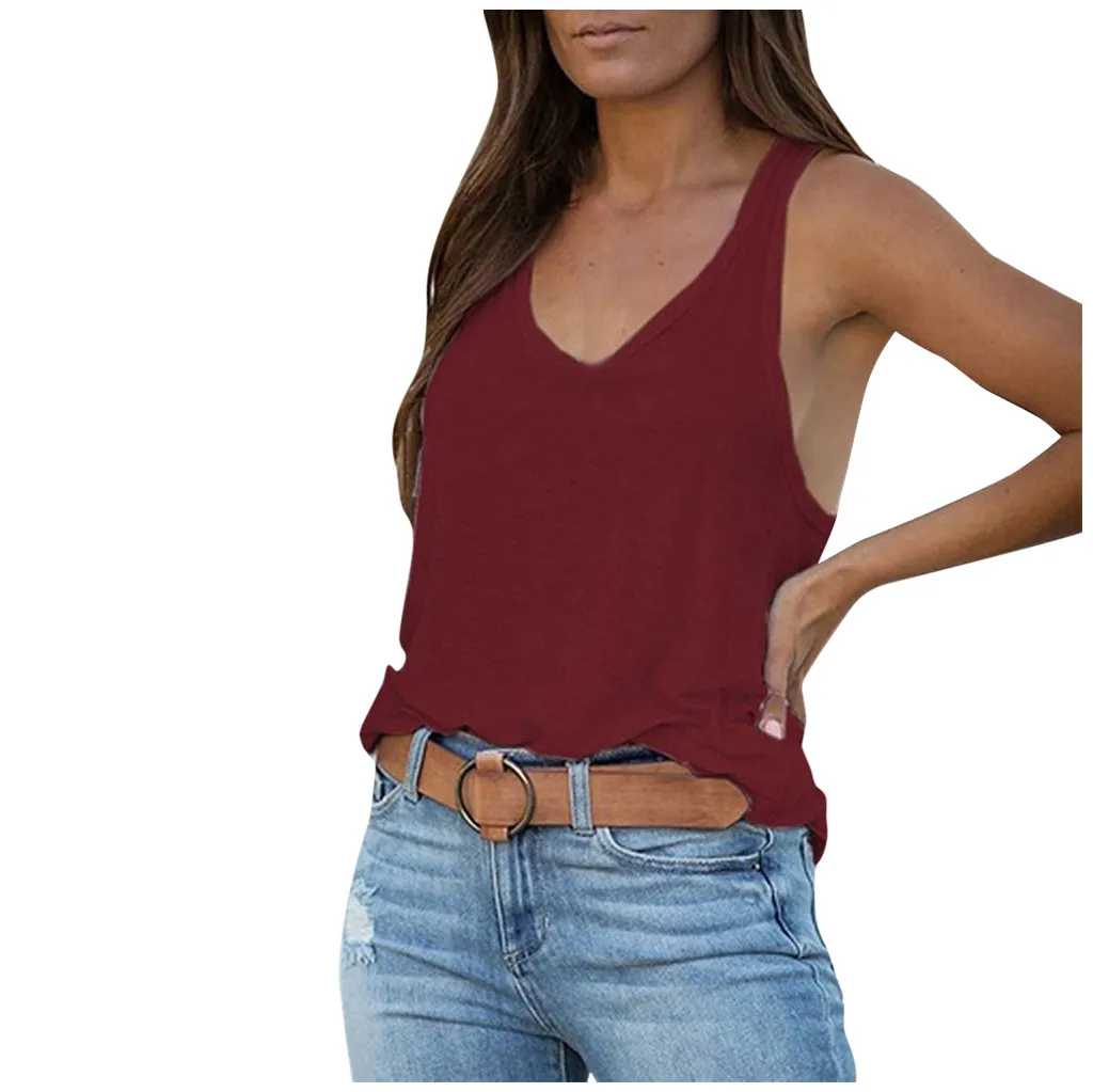 Jaycosin Women 2020 Trendy Sexy Solid Sleeveless Top Strap Vest Tank Shirt Fashion Comfortable Camisole Vest Blouse T-Shirt 319