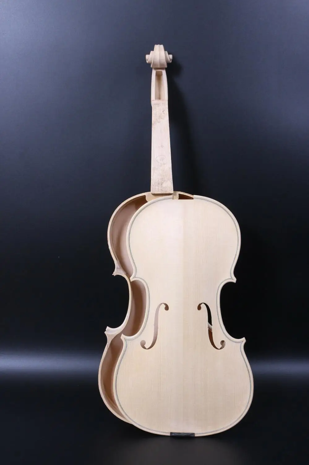 White Unfinished Violin 4/4 Flame Maple Spruce Stradivari One Piece Wood