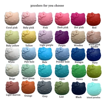 

50pcs Silicone Hello-Kitty Cat Teether Clips DIY Baby Dummy Pacifier Animal Soother Nursing Toy Chain Clips BPA Free