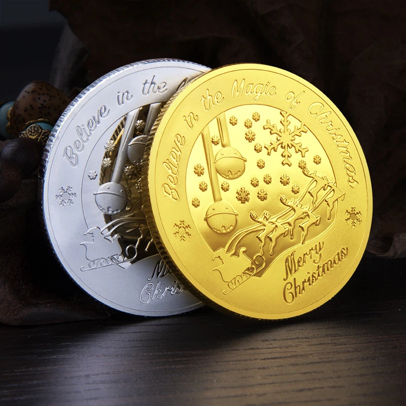 Three-Dimensional Commemorative Coins Santa Claus Pattern Wishing Coin Collectibles Meaningful Christmas Gifts Decorations | Дом и сад