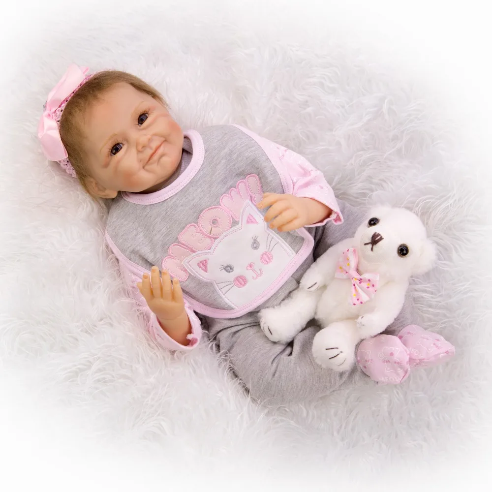 Кукла Reborn 55 см мягкая силиконовая кукла новорождённого ребенка кукла игрушки для детей девочек подарок на день рождения bebes reborn menino bonecas