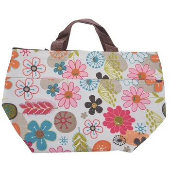 

Lunch Box Bag Tote Insulated Cooler Carry Bag for Travel Picnic - Floral Pattern
