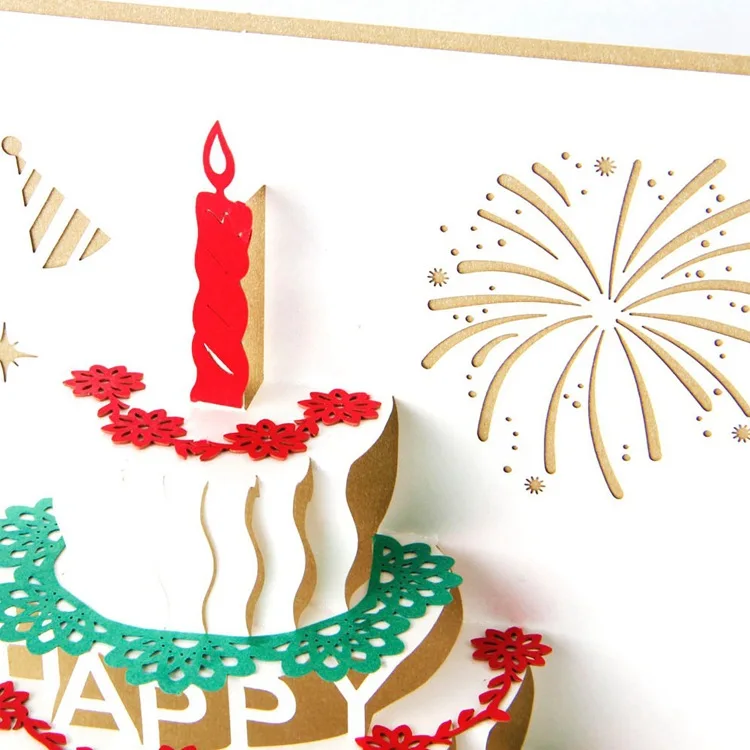 Birthday Greeting Card 3D Cake Children Handmade Creative Gifts Gift Small Card Postcard Wholesale Customizable